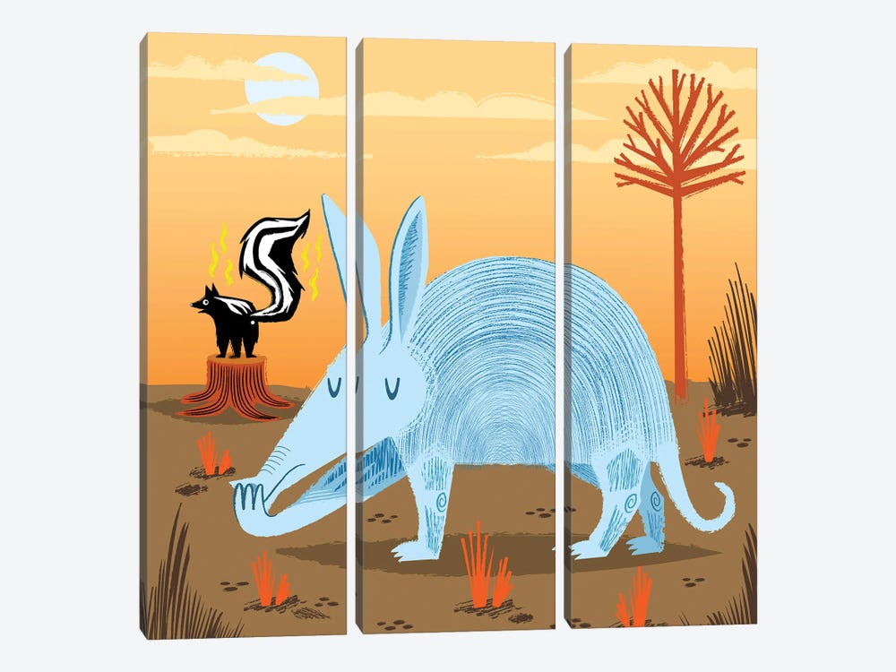 The Aardvark And The Skunk by Oliver Lake 3-piece Canvas Wall Art