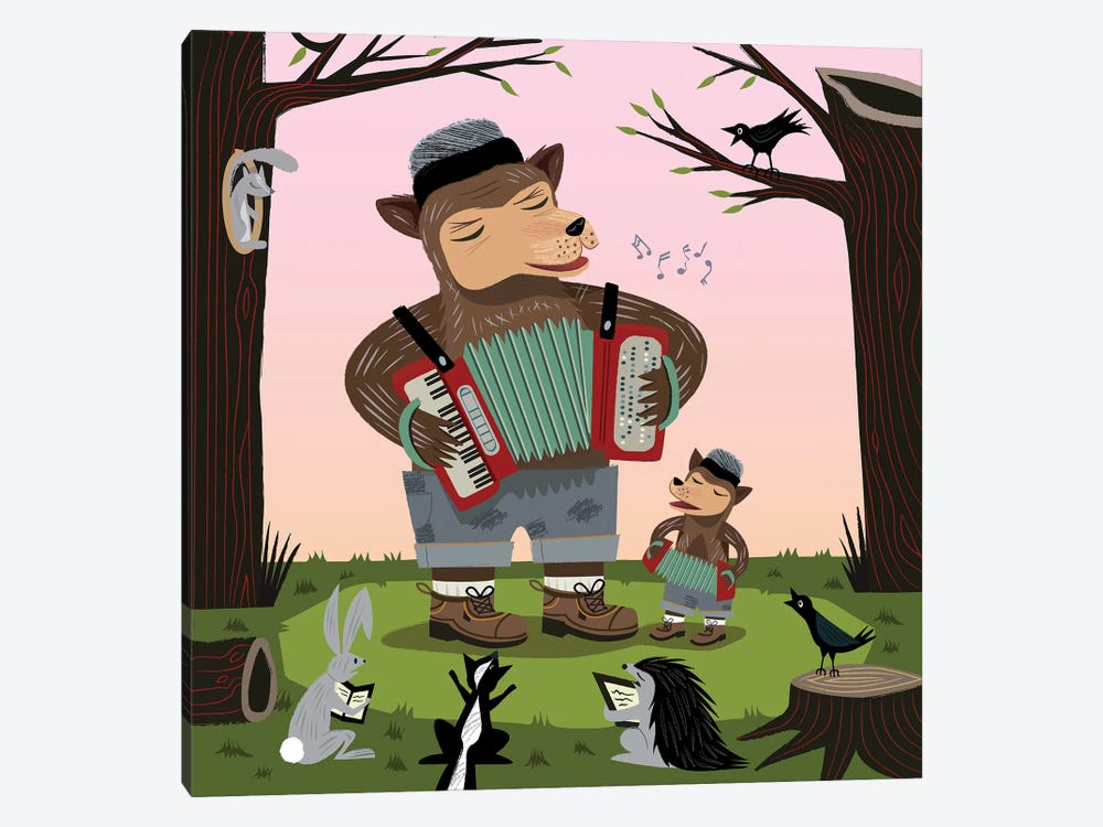 The Accordion Bear by Oliver Lake 1-piece Canvas Art Print