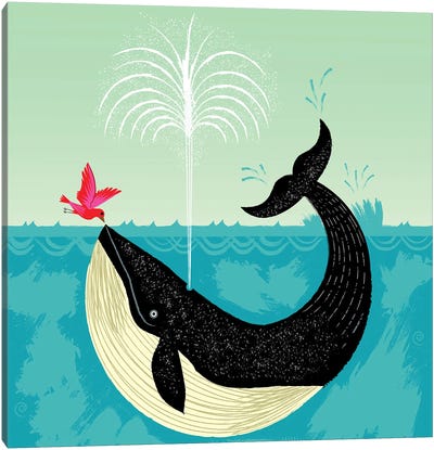 The Bird and The Whale Canvas Art Print - Bathroom Humor Art