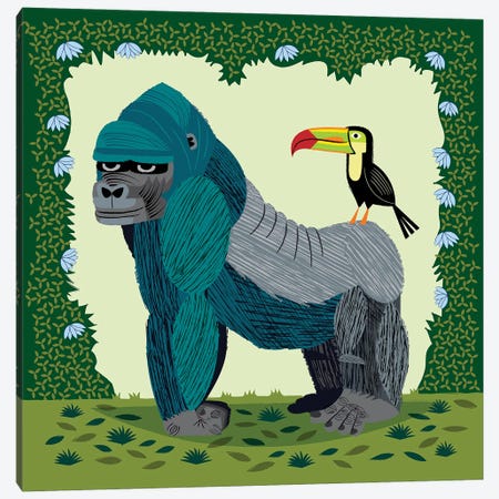 The Gorilla And The Toucan Canvas Print #OLV54} by Oliver Lake Canvas Art