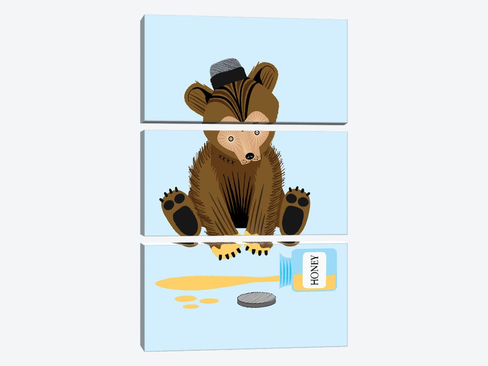 The Honey Bear by Oliver Lake 3-piece Canvas Print