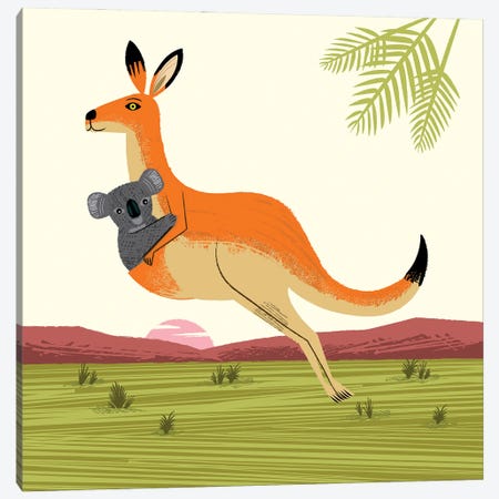 The Kangaroo And The Koala Canvas Print #OLV60} by Oliver Lake Canvas Wall Art