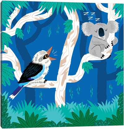 The Koala And The Kookaburra Canvas Art Print - Kookaburras
