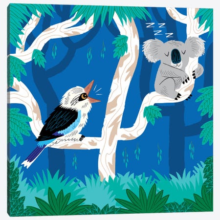 The Koala And The Kookaburra Canvas Print #OLV61} by Oliver Lake Canvas Artwork