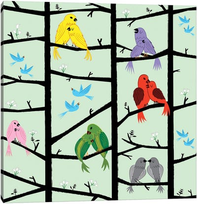 The Lovebirds Canvas Art Print - Oliver Lake