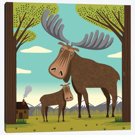 The Magnificent Moose Canvas Print #OLV66} by Oliver Lake Art Print