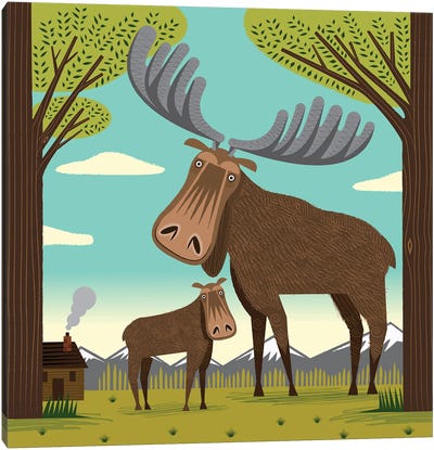 The Magnificent Moose Canvas Art Print - Oliver Lake
