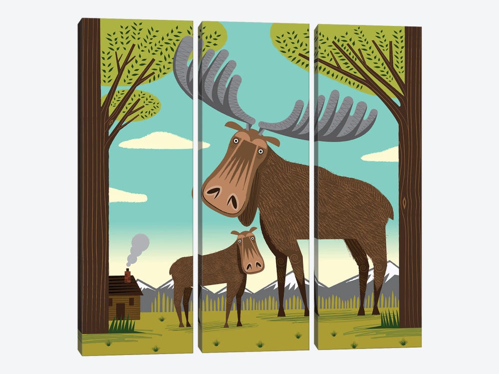 The Magnificent Moose by Oliver Lake 3-piece Canvas Art