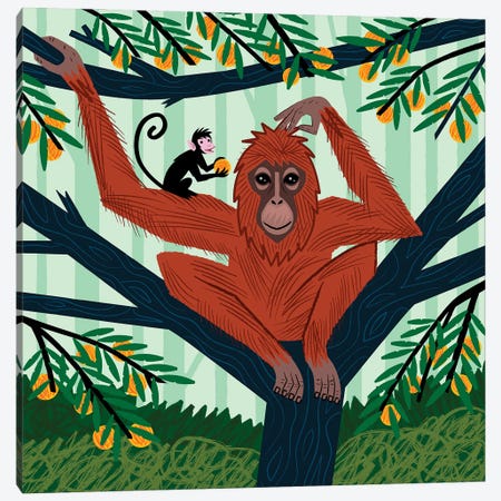 The Orangutan In The Orange Trees Canvas Print #OLV68} by Oliver Lake Canvas Art