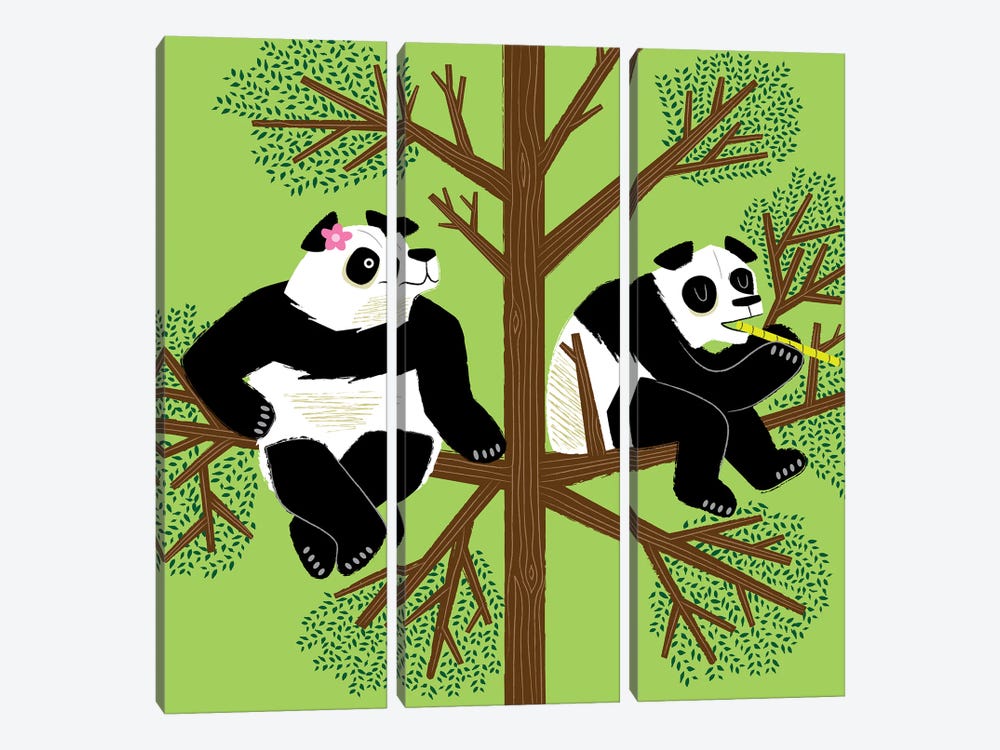 The Peeved Panda by Oliver Lake 3-piece Canvas Print