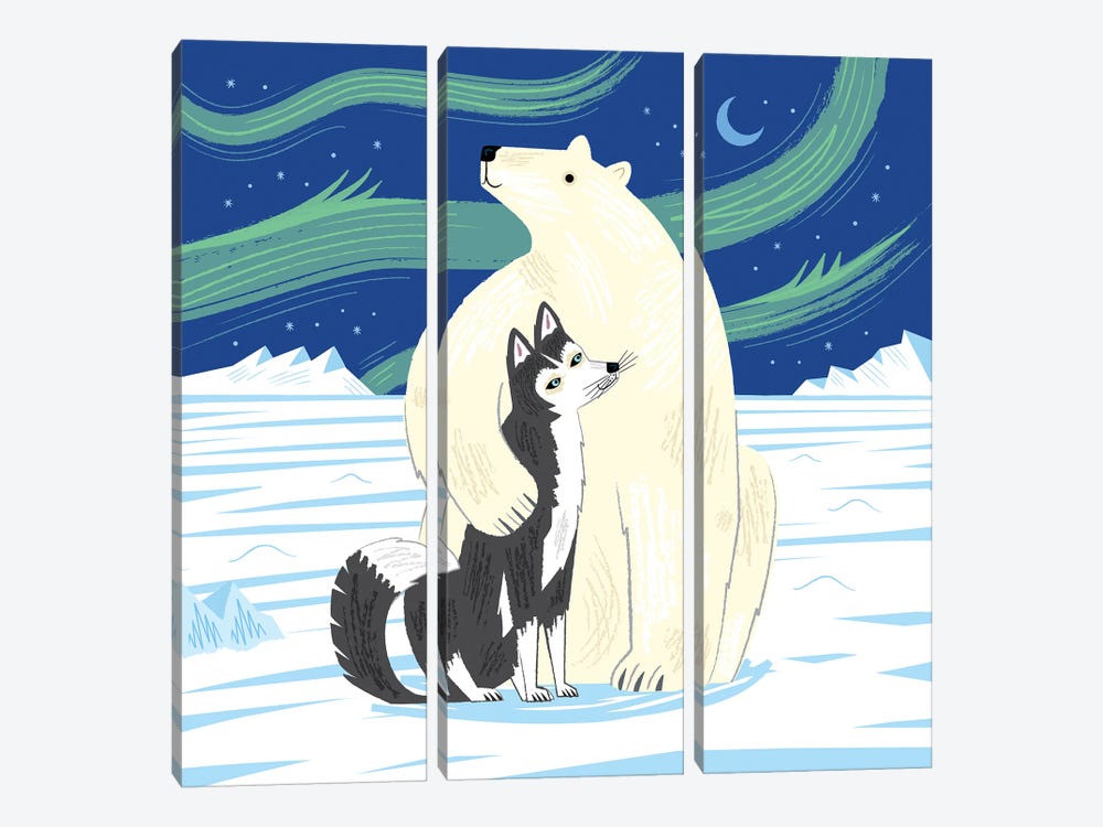The Polar Bear And The Husky by Oliver Lake 3-piece Art Print