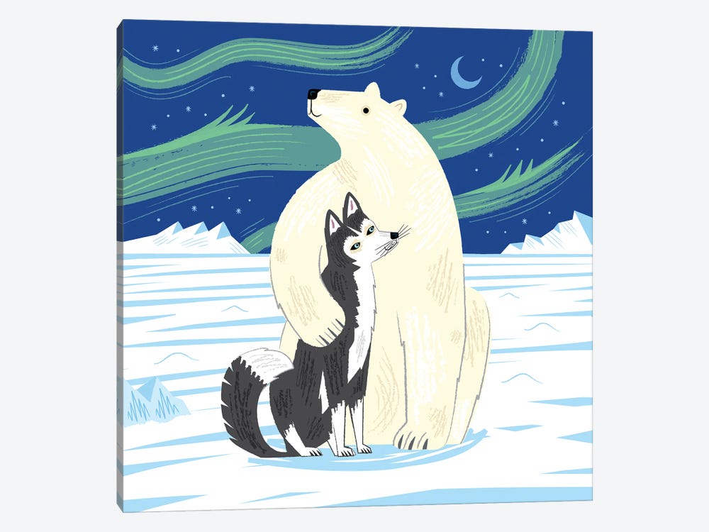 The Polar Bear And The Husky by Oliver Lake 1-piece Canvas Print