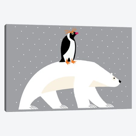 The Polar Bear And The Penguin Canvas Print #OLV75} by Oliver Lake Canvas Art
