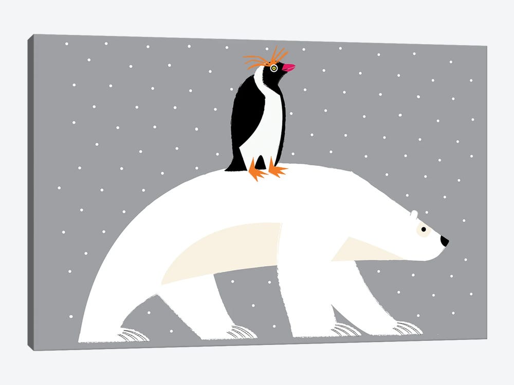 The Polar Bear And The Penguin by Oliver Lake 1-piece Canvas Art