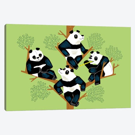 The Pondering Pandas Canvas Print #OLV77} by Oliver Lake Canvas Wall Art