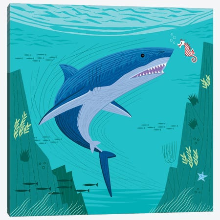 The Shark And The Seahorse Canvas Print #OLV78} by Oliver Lake Canvas Print
