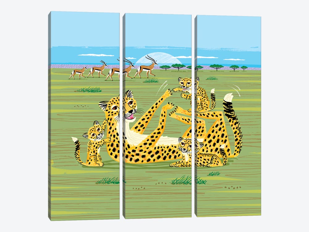 Cheetahs and Gazelles by Oliver Lake 3-piece Canvas Print