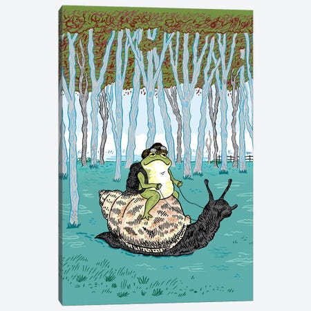 The Snail And The Frog Canvas Print #OLV80} by Oliver Lake Canvas Artwork