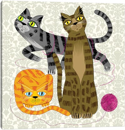Three Cool Cats Canvas Art Print - Friendship Art