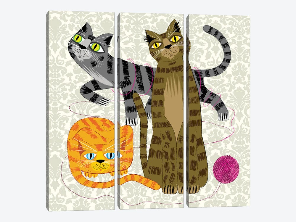 Three Cool Cats by Oliver Lake 3-piece Canvas Artwork
