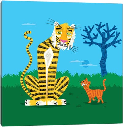 The Tiger And The Tomcat Canvas Art Print - Orange Cat Art