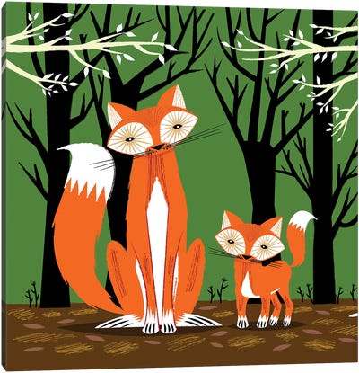 Two Fine Foxes Canvas Art Print - Oliver Lake