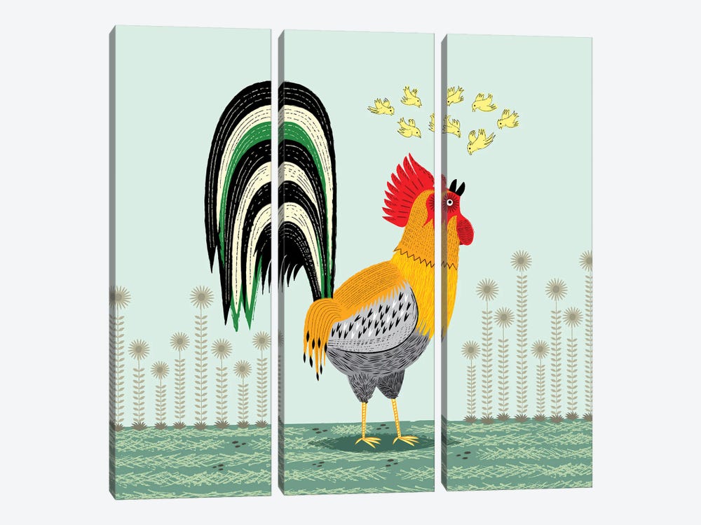 When The Rooster Crows by Oliver Lake 3-piece Canvas Artwork