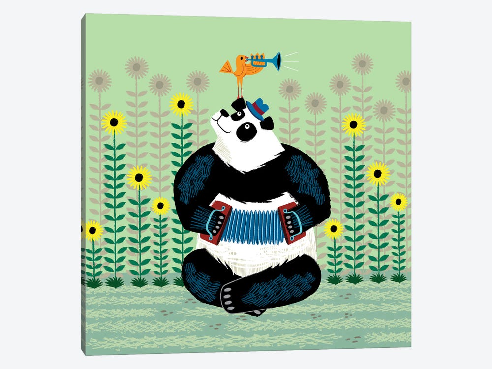 Panda Piazzolla And The Trumpet Bird by Oliver Lake 1-piece Canvas Artwork