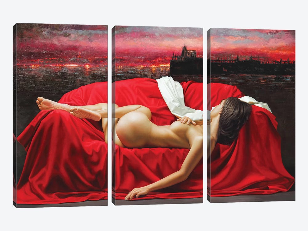 Red Sky by Omar Ortiz 3-piece Canvas Art