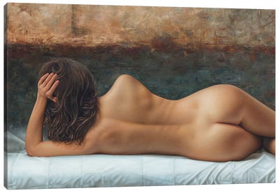 The Line Of Your Back Canvas Art Print - Bathroom Nudes Art