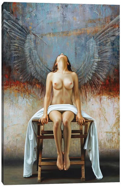 Angel Canvas Art Print - Bathroom Nudes Art