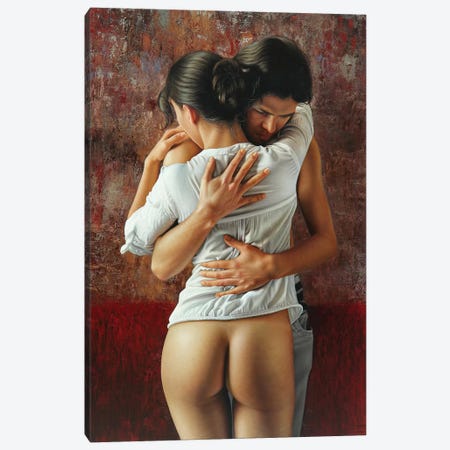 The Hug Canvas Print #OMO68} by Omar Ortiz Canvas Wall Art