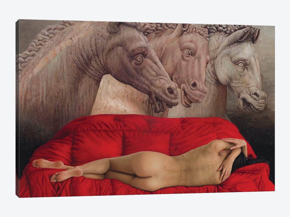Dialogue Of Three Equines by Omar Ortiz 1-piece Canvas Artwork