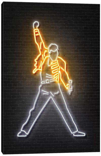 Freddie Mercury Canvas Art Print - Neon Art