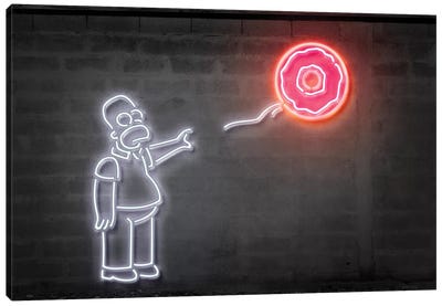 Homer With A Balloon Canvas Art Print - Neon Art