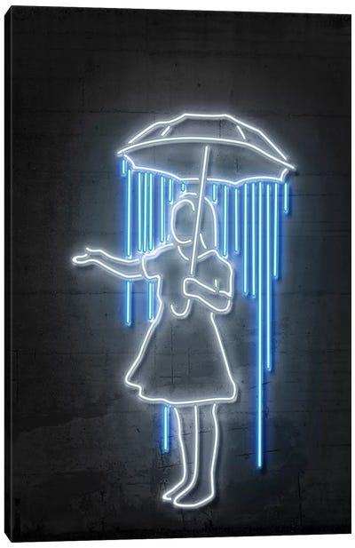 Nola Girl With Umbrella Canvas Art Print - Neon Art