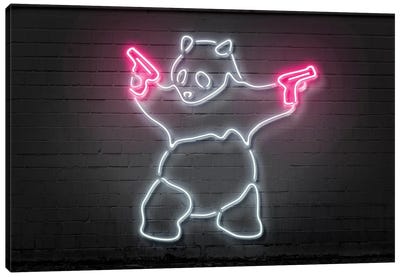 Panda With Guns Canvas Art Print - Neon Art