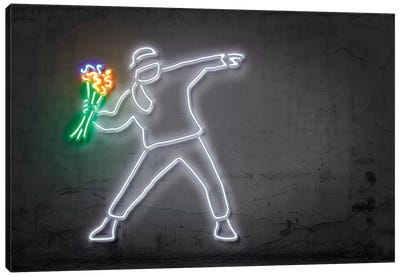 Rage, Flower Thrower Canvas Art Print - Expressive Street Art