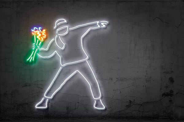 Similar To Banksy: Rage, Flower Thrower by Octavian Mielu