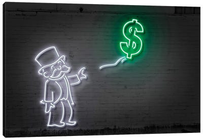 Rich Uncle Pennybags (aka Mr. Monopoly) With A Balloon Canvas Art Print - Inspirational & Motivational Art