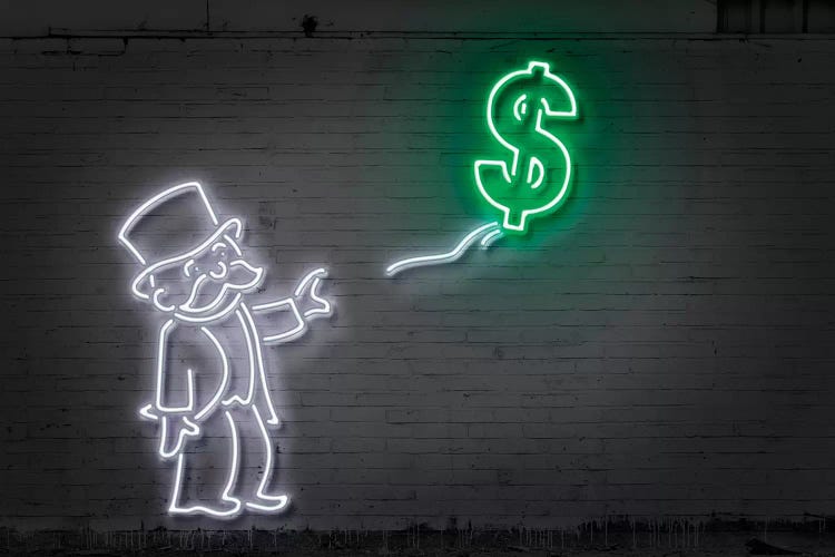 Rich Uncle Pennybags (aka Mr. Monopoly) With A Balloon by Octavian Mielu wall art