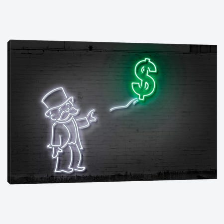 Rich Uncle Pennybags (aka Mr. Monopoly) With A Balloon Canvas Print #OMU121} by Octavian Mielu Art Print