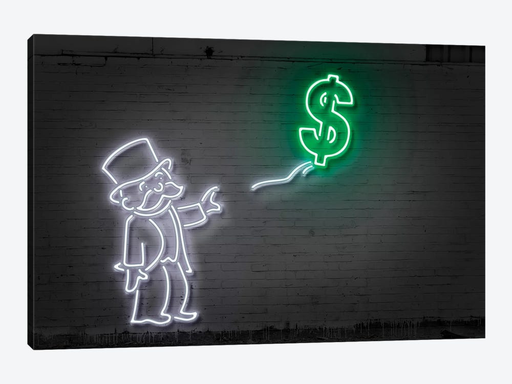 Rich Uncle Pennybags (aka Mr. Monopoly) With A Balloon by Octavian Mielu 1-piece Canvas Art