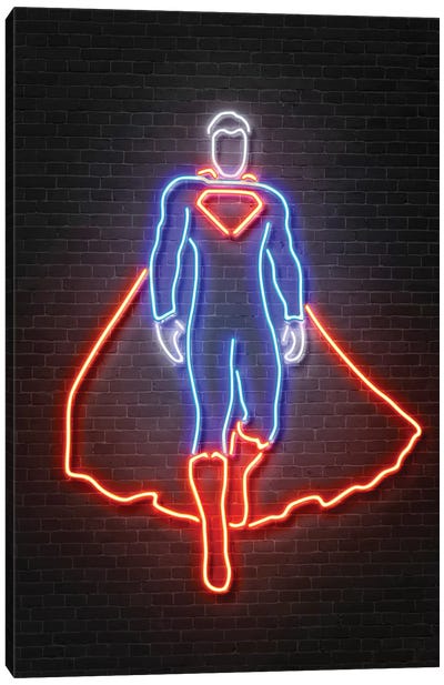 Superman Canvas Art Print - Silhouette Art