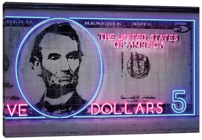 5 Dollars Canvas Art Print - Abraham Lincoln