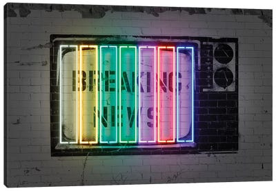 Breaking News Canvas Art Print - Neon Art