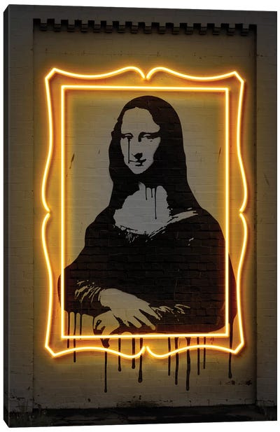 Mona Lisa Canvas Art Print - Black, White & Yellow Art