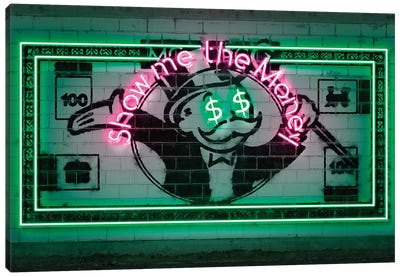 Show Me The Money Canvas Art Print - Neon Art