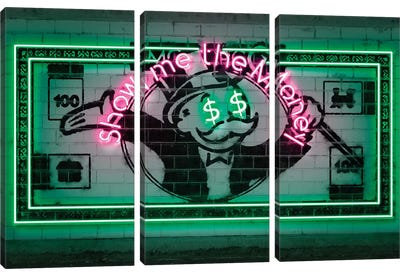 Show Me The Money Canvas Art Print - 3-Piece Pop Art