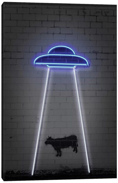 UFO Canvas Art Print - Neon Art